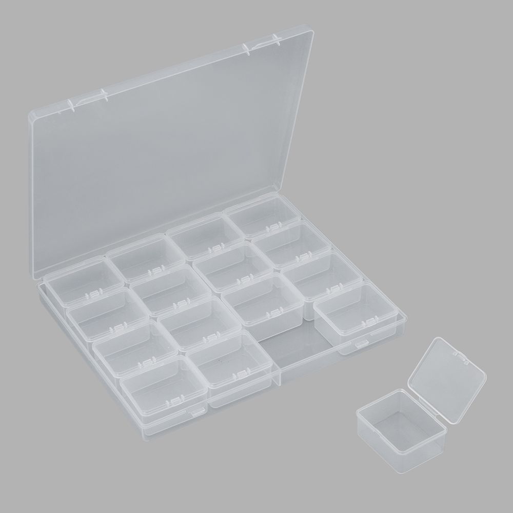 Контейнер для хранения мелочей 21х17.4х2.6 см, 16 штук в боксе