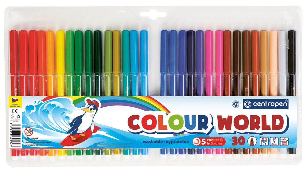 Набор цветных фломастеров COLOUR WORLD TP 30 цв, 7550/30, Centropen Набор цветных фломастеров COLOUR WORLD TP 30 цв, 7550/30, Centropen