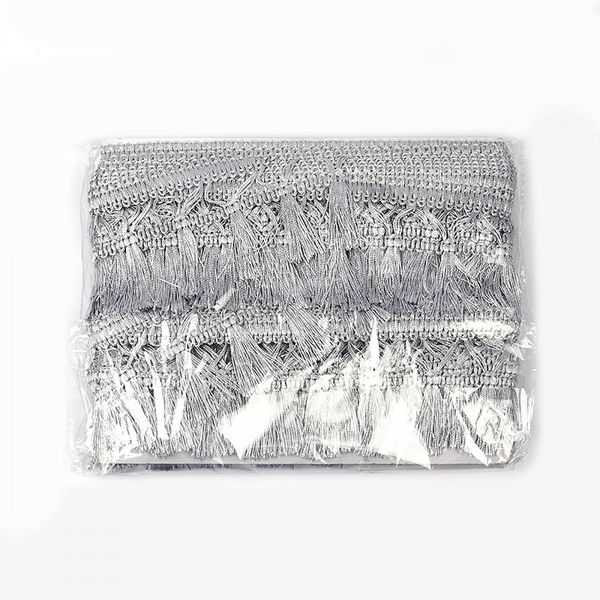 Бахрома отделочная 70.0 мм / 10 метров, с кисточками, 6154-0419, 6474 серебро