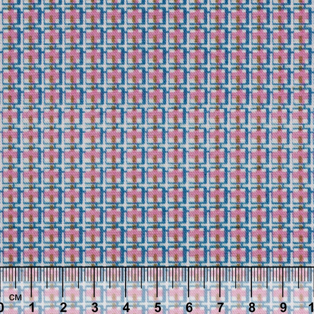 Ткань для пэчворка Peppy Бабушкин сундучок, рулон 112 см / 5 метров, БС-33 клетка яр.синий/розовый, Peppy