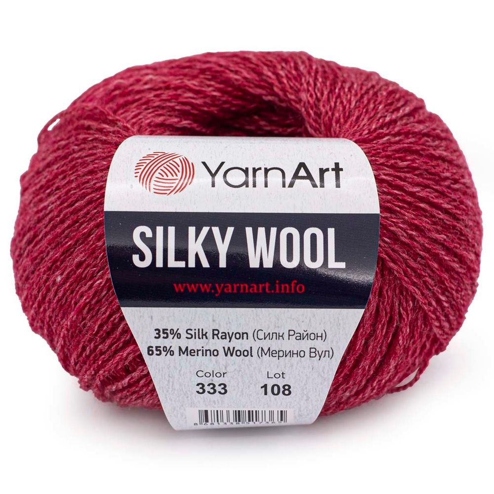 Пряжа YarnArt (ЯрнАрт) Silky Wool / уп.10 мот. по 25 г, 190м, 333 темно-красный