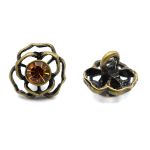 Пуговицы на ножке 16L (10мм) со стразом, металл (OB бронза), 36 шт, ME 625