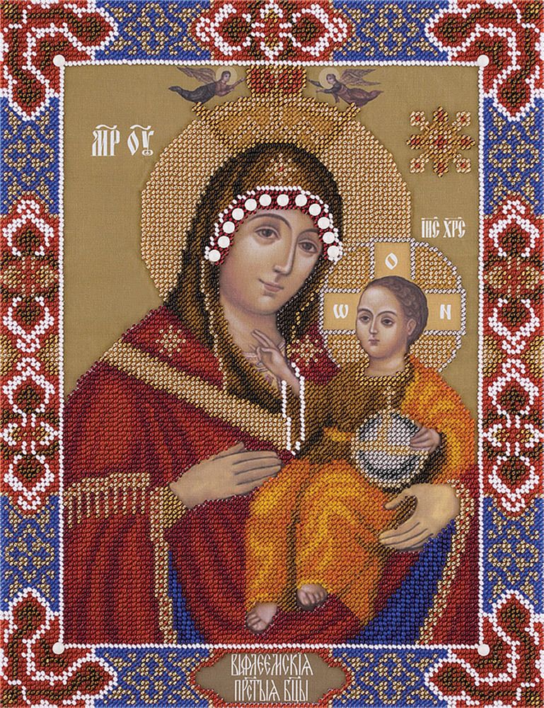 Набор для вышивания бисером Panna, Икона Божьей Матери Вифлеемская, 23,5х30.5 см