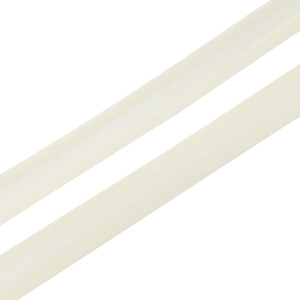 Косая бейка хлопковая 20 мм / 132±1 метра, 004 молочный, 6112-0009