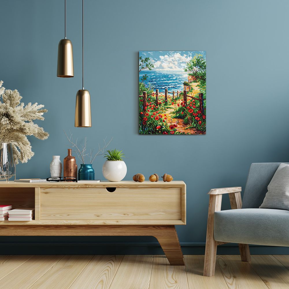 Кристальная (алмазная) мозаика Фрея ALPD-300, на подрамнике, Тропинка к морю, 40х50 см