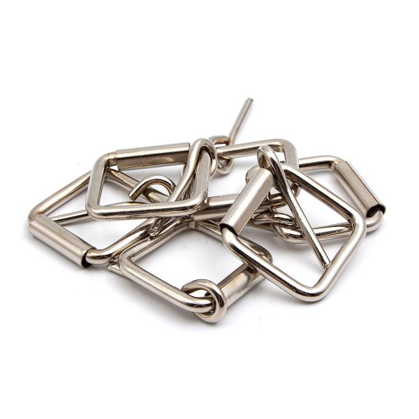 Пряжка ременная металл 31 мм (41х40 мм, d-5 мм), роликовая, никель, 6 шт