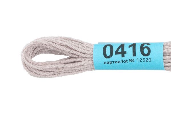 Мулине Gamma 100% хлопок, цв.0416 св.серый, 24 мотка по 8 метров