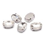 Хрустальные стразы в цапах овальной формы, белый 10х14 мм, 5 шт, ОЦ001НН1014