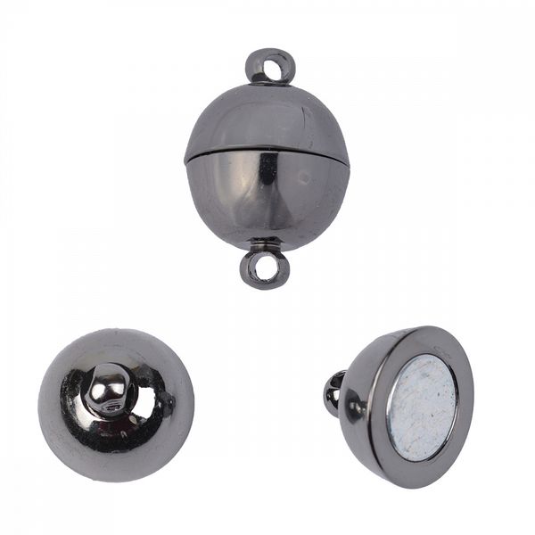 Замок магнитный для бус арт.MH.111951-3 цв.черный никель 8 мм уп.10 шт