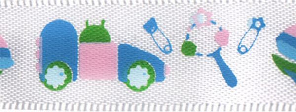 Лента атласная с рисунком 12.0 мм / 22.8±1 метра, G8/001 Игрушки/белый, Gamma ALP-124