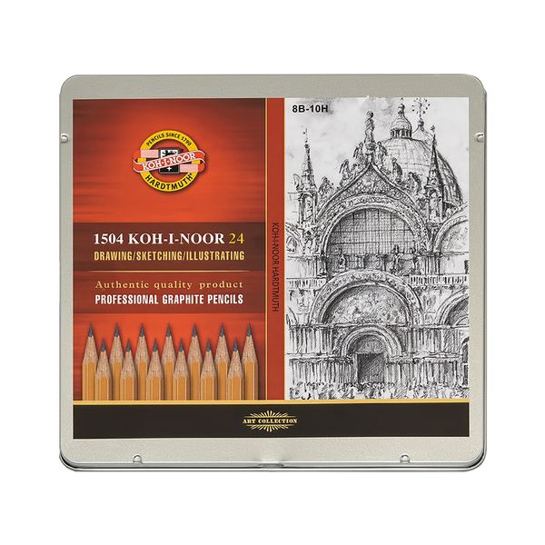 Набор чернографитных карандашей профессиональных KOH-I-NOOR 3 24 шт, ассорти Art 8B-10H 1504024001PL