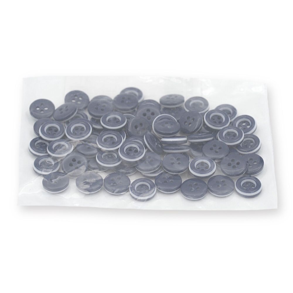 Пуговицы 4 прокола 17L (10,5мм), пластик (col.C т.синий с белой полосой), 72 шт, CN 2805