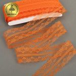 Кружево отделочное в стиле "трикотаж" 40 мм, 150-1 цв.229 св.оранжевый уп.27,4м
