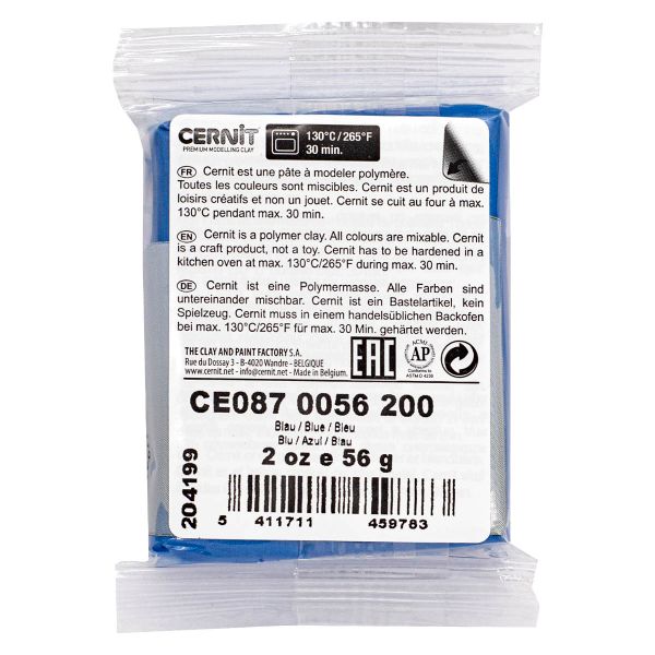 Полимерная глина Cernit Metallic запекаемая, имитация металла 56 гр, 200 синий