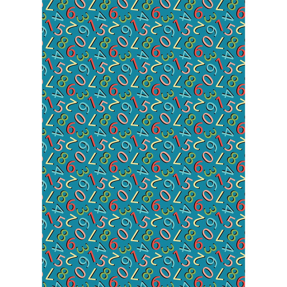 Ткань для пэчворка Peppy Грамотейка, рулон 112 см / 5 метров, ГР-08 цифры синий, Peppy