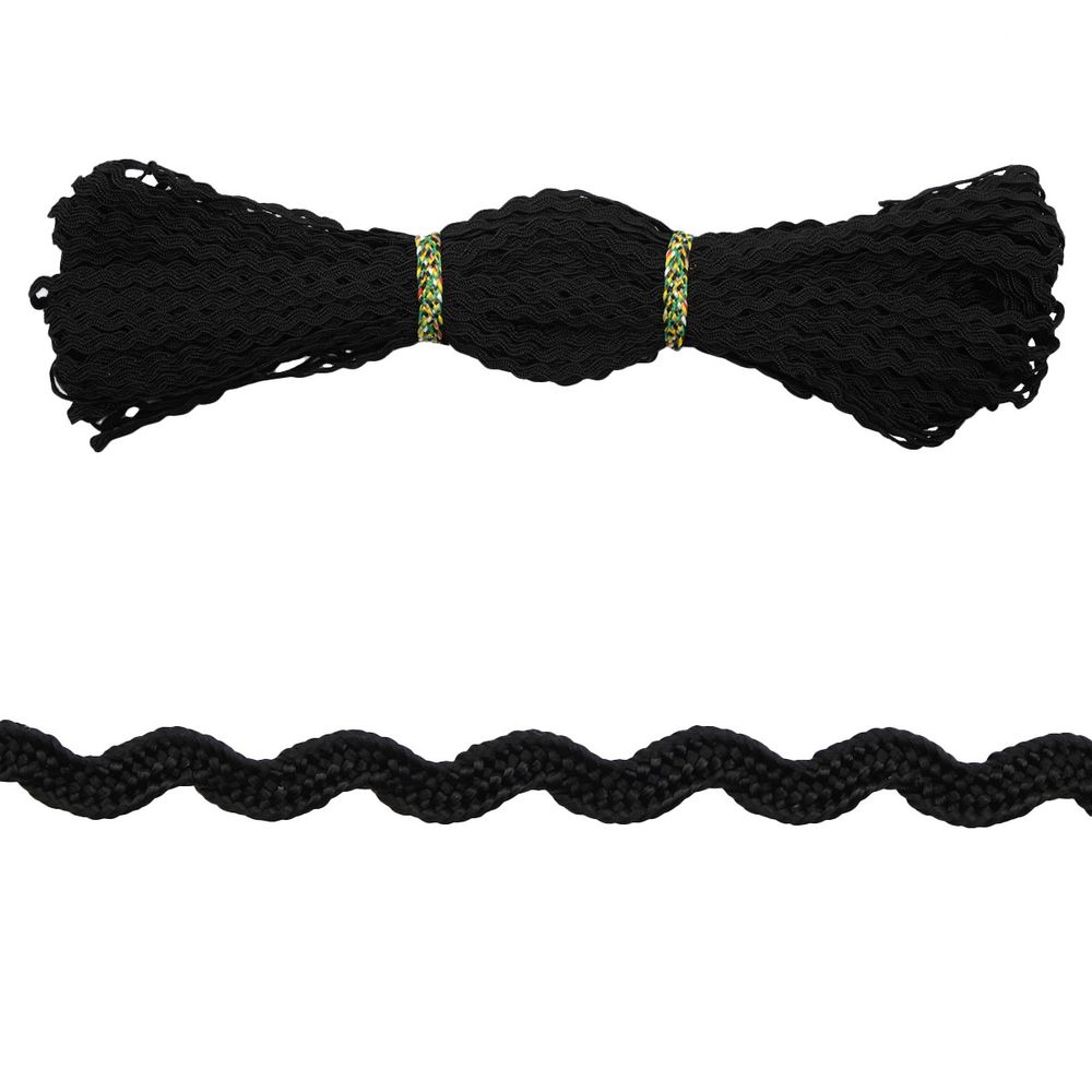 Тесьма вьюнчик, 3 мм, 30 метров (черный), 30 метров