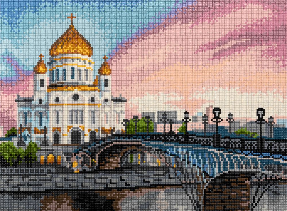 Алмазная (кристальная) мозаика Фрея ALPD-093, на подрамнике Храм Христа Спасителя, 40х30 см