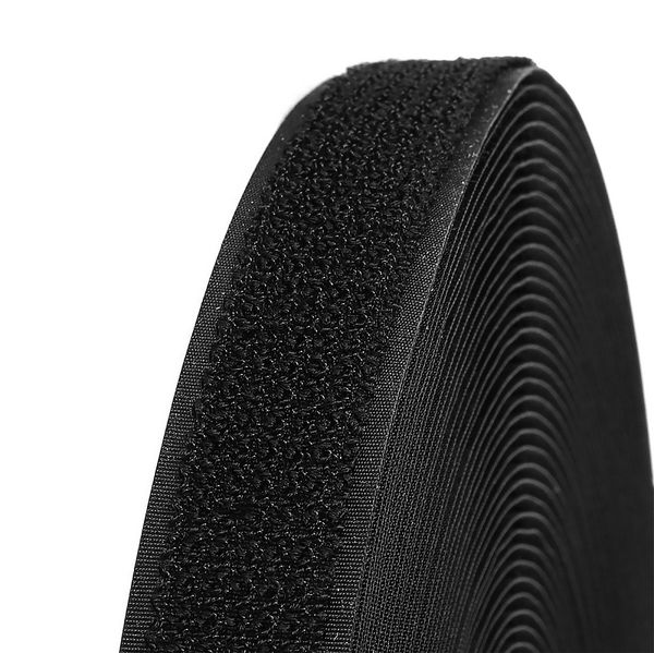 Лента контактная липучка (велкро) гибридная пришивная (2в1) 25 мм / 25 метров, черный, качество 