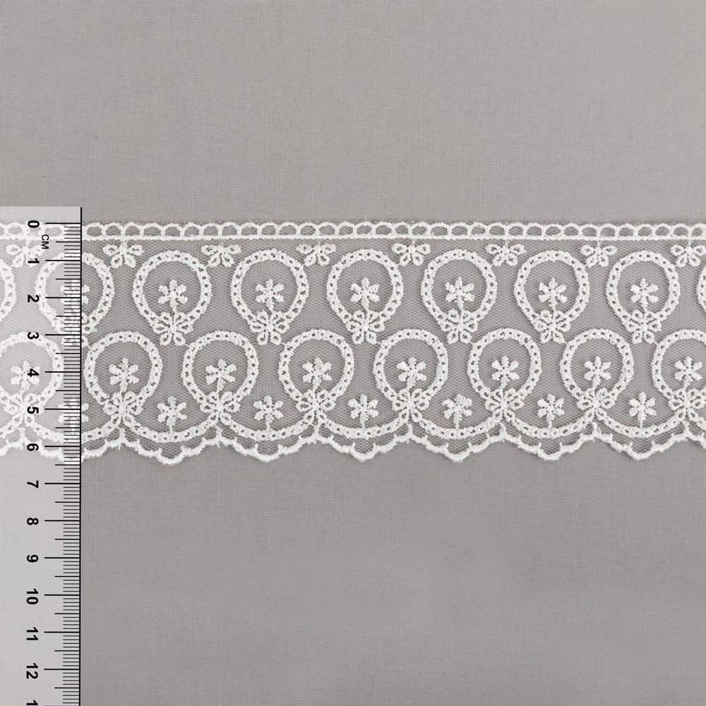 Кружево на сетке 65 мм, / 19.5±0.2 метра, Турция, молочный, Blitz BLKM-6501