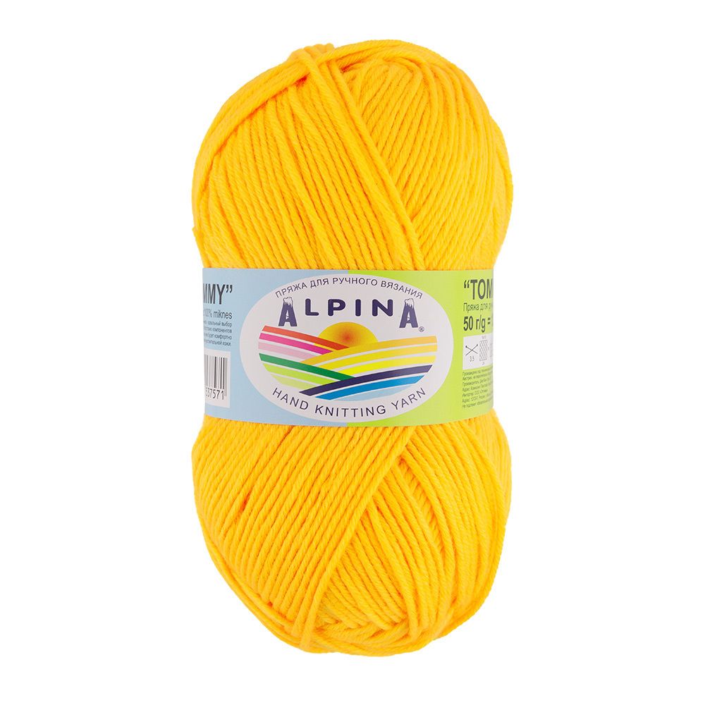 Пряжа Alpina Tommy / уп.10 мот. по 50г, 138м, 007 яр.желтый