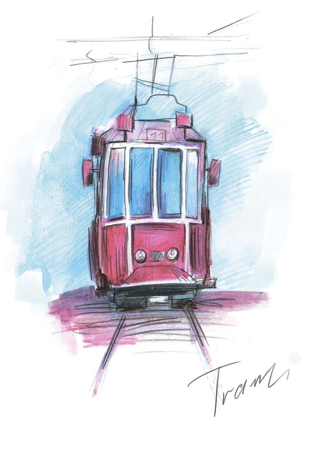 Скетч для раскрашивания цветными карандашами Фрея, Акварельные зарисовки. Маяк и трамвай 29.7х21 см, 2 л