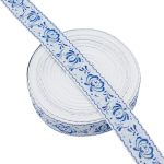 Лента (тесьма) жаккардовая 32.0 мм / 25±1 метров, рис. 9581 Гжель, (6 белый/синий/голубой) С1853Г17