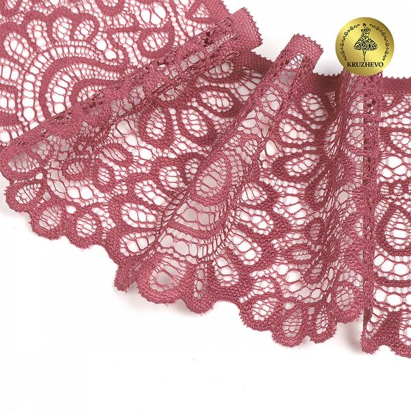 Кружево эластичное (стрейч) 90 мм, TBY.YSTL00839.N, L2925 розовый рубин, 3м, Kruzhevo