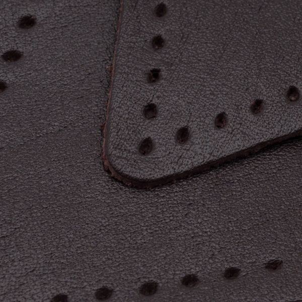 Заплатки пришивные из кожи, треугольник равносторонний 6см с перфорацией, 2 шт, 100% кожа, 03 темно-коричневый, 9116