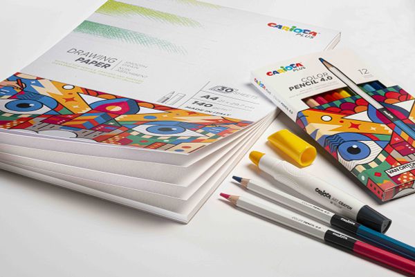 Альбом для рисования карандашами 140 г/м², A4 30 см, папка 30 л, Carioca Plus 45221
