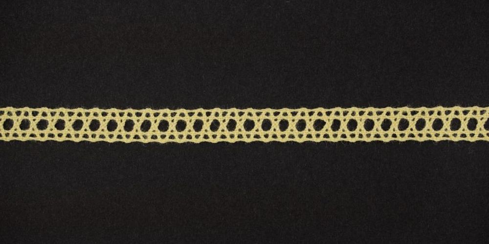 Кружево вязаное (тесьма) 8 мм, цв.св.желтый, Alfa, 25 метров, AF-002-010