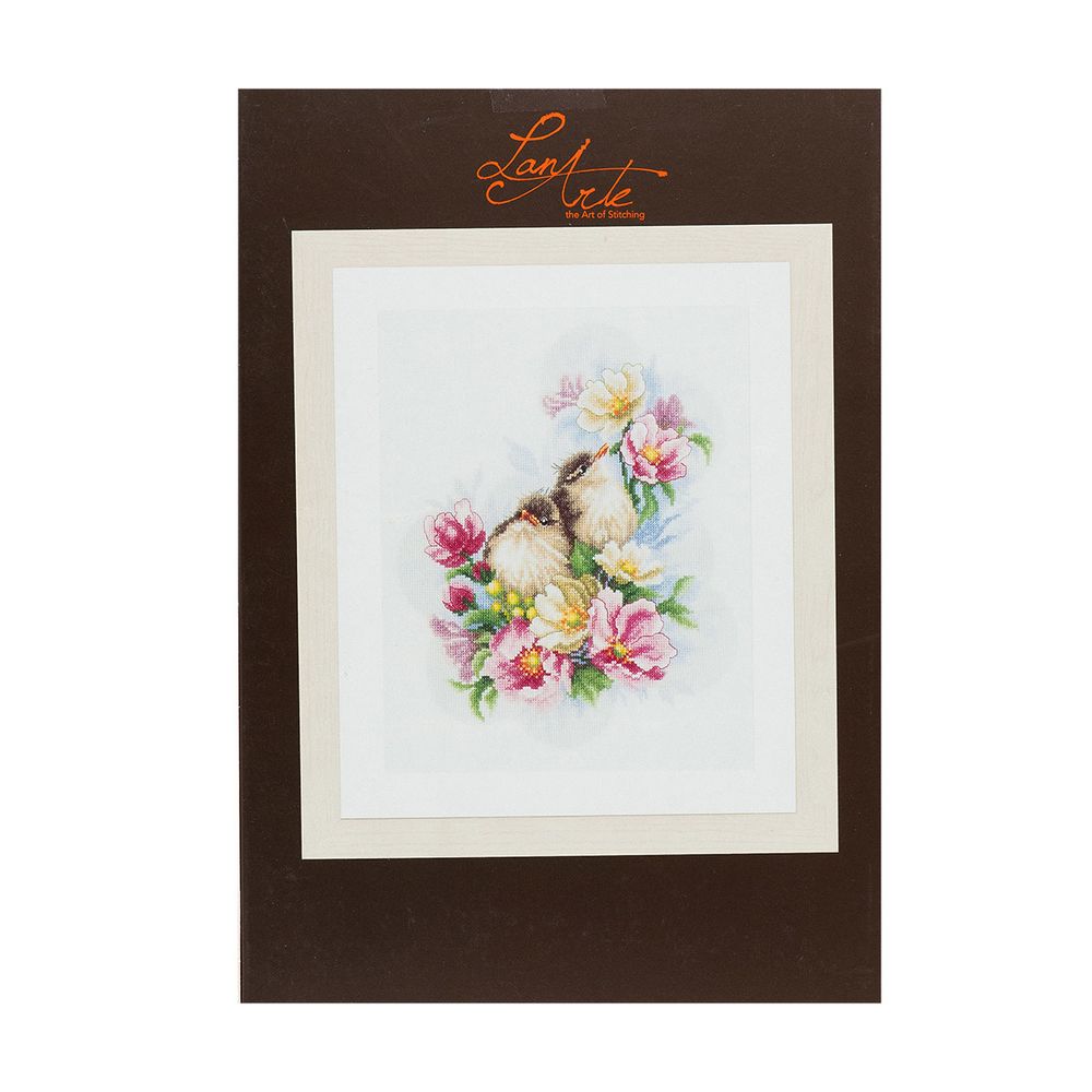 Набор для вышивания нитками Lanarte, Птички на цветочной ветке 28х33см