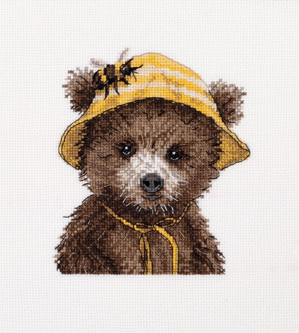 Набор для вышивания нитками Klart 8-584, Мишка пчеловод, 14.5х14.5 см