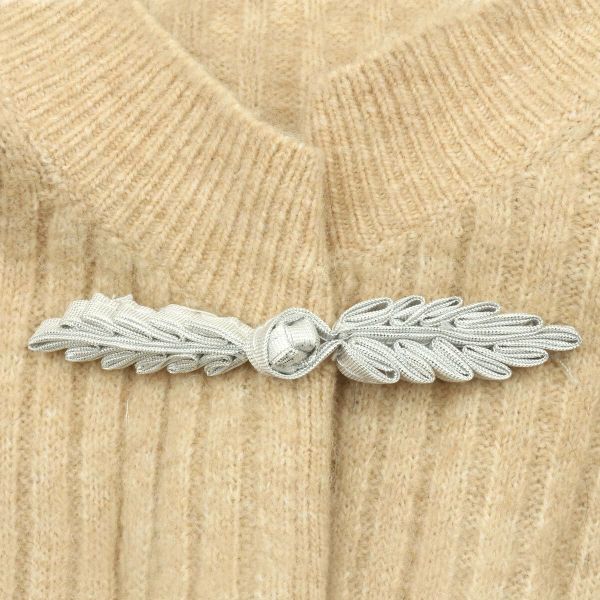 Сутажная застежка, 11 см (серебро), NO.4, 5 шт