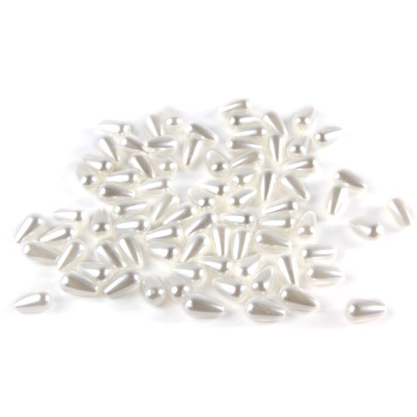 Бусины пластик (жемчуг) 13х7 мм, 80 шт, Astra&Craft, белый