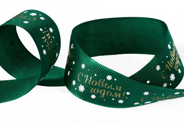 Лента репсовая (в рубчик) с рисунком 25.0 мм / 25±1 метров, зеленый, Gamma GRC-25N