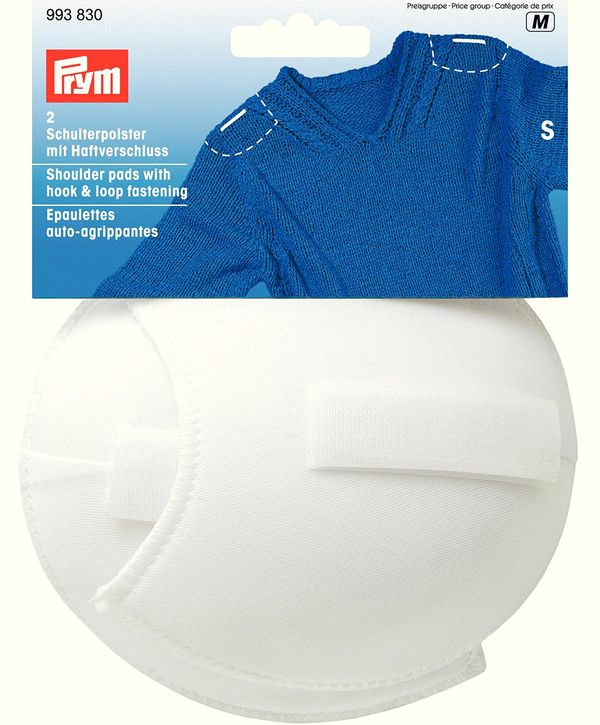 Плечевые накладки (подплечники) реглан разм. S, с креплением, белые, Prym 993830