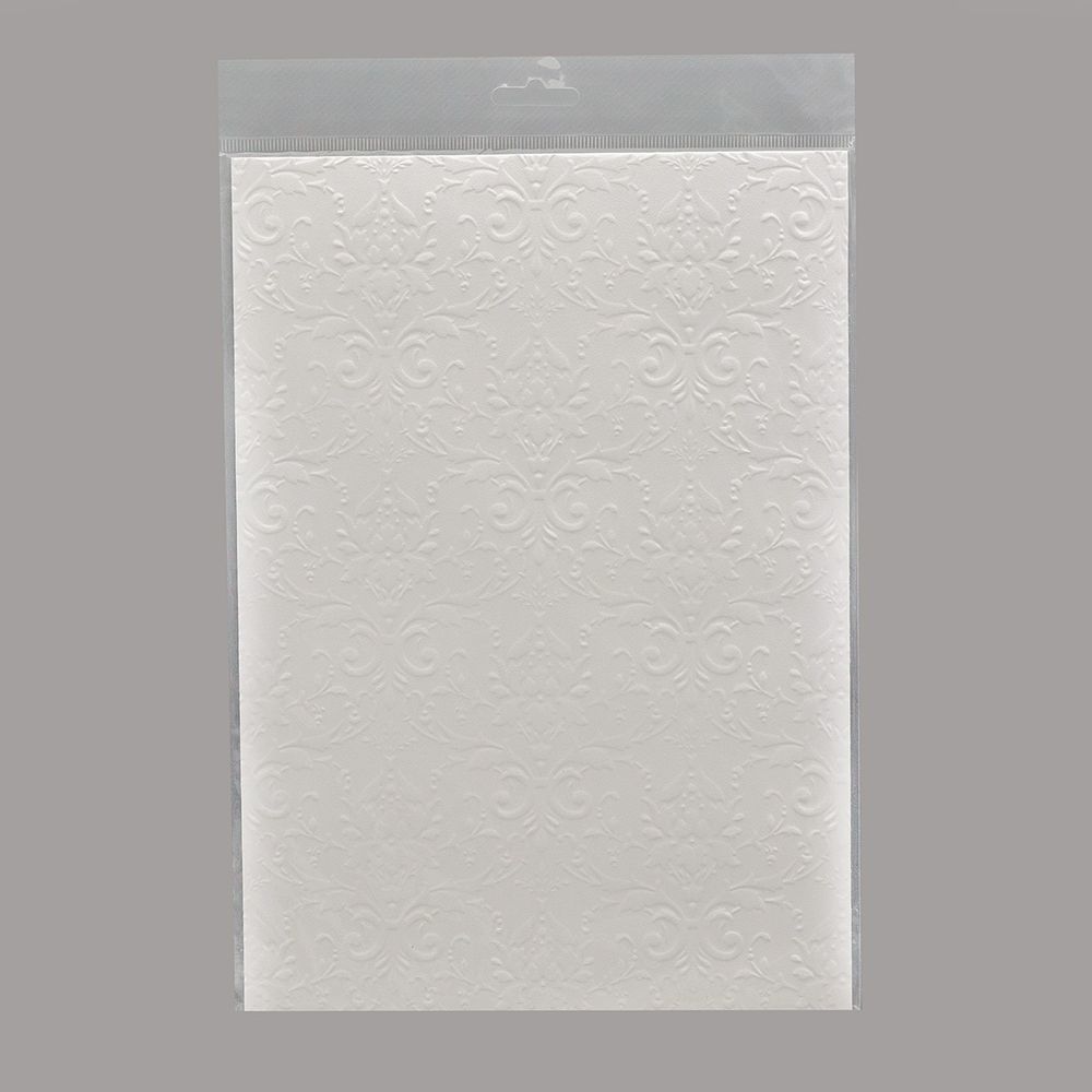 Фактурно-рельефная бумага Дамасский узор, 3 листа, БР003-1-Ф молочный /TOS/