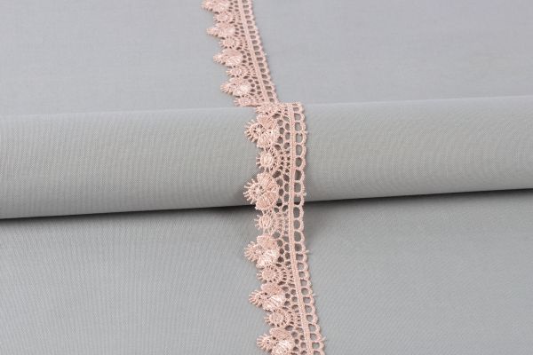 Кружево гипюр (плетёное) 27 мм / 10 м, GP015BP пудровый (бежево-розовый), Gamma GGM-2701