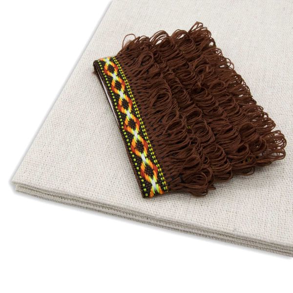 Ткань для рукоделия в наборе с тесьмой жаккард -бахрома 50х50см+1м (24229/34113 коричневый) 29500