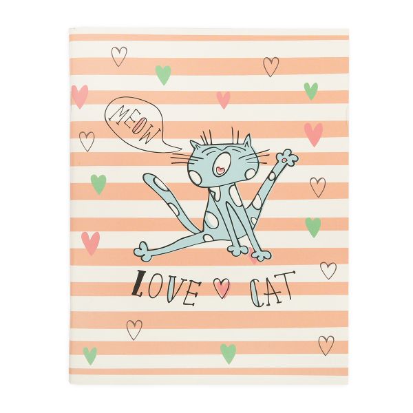 Тетрадь Забавные коты A5 96 л. на скобе 60 г/м², 6 шт, клетка, SVT 960321 03 Love cat, Светоч