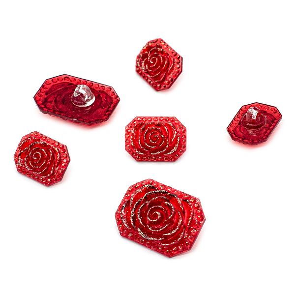 Пуговицы на ножке Розочки 9PPC7356 25мм,18мм, 6 шт