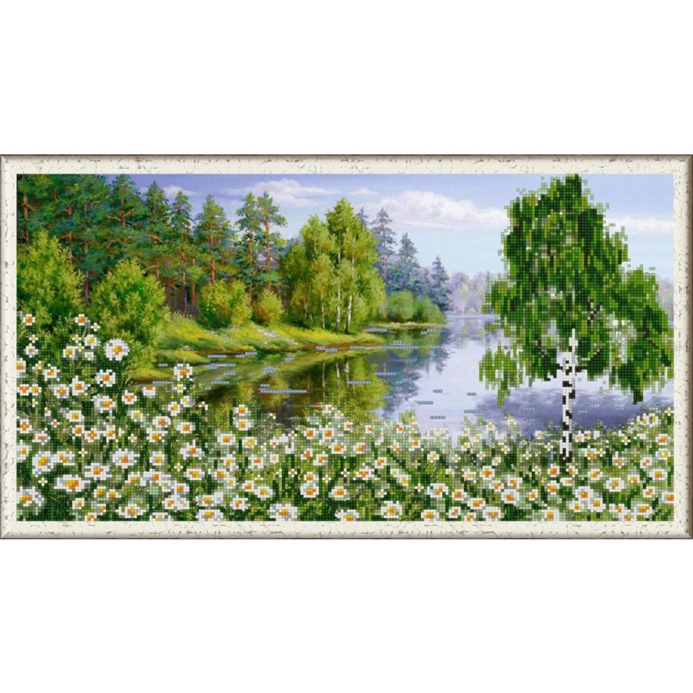 Рисунок для вышивания Конек (ткань), 1371 Ромашки у лесной реки 25х45 см