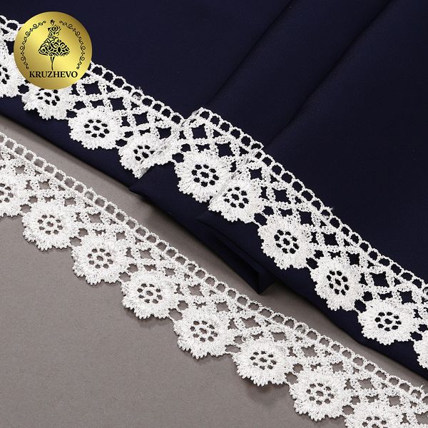 Кружево гипюр (плетёное) 40 мм, TBY.C01328S, теплый белый, 13.71м, Kruzhevo
