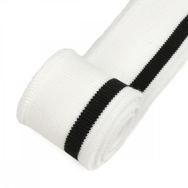 Подвяз (довяз) трикотажный 3.5х80 см, белый с черной полосой, 100% п/э, 5 штук