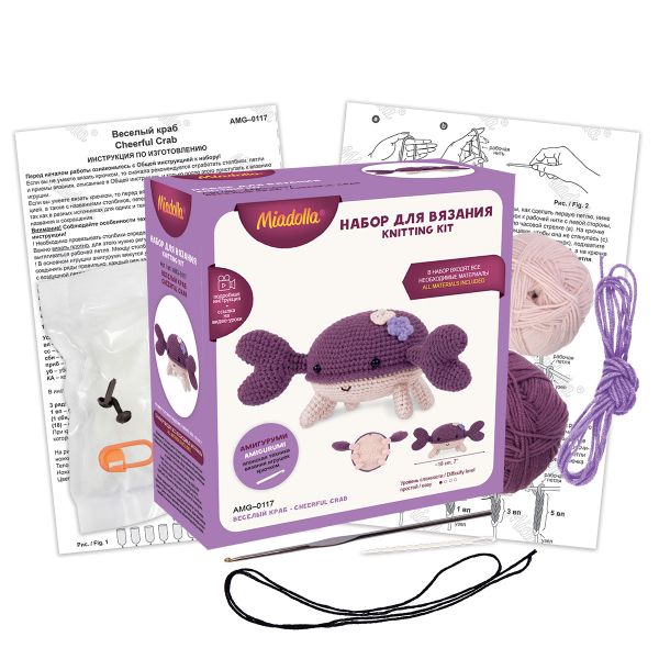 Набор для вязания игрушки Miadolla, Веселый краб, AMG-0117