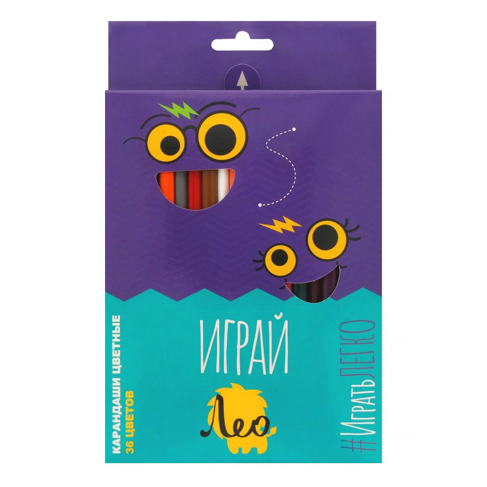 Набор цветных трехгранных карандашей LGCP-36 заточенный 4х36 цв, Лео LGCP-36