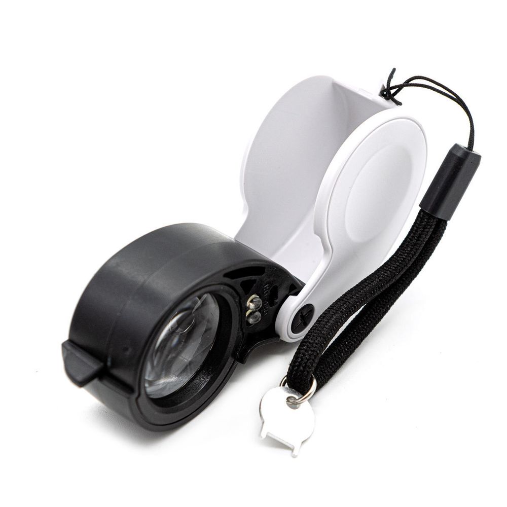 Лупа складная 30х, диам. 25 мм, с подсветкой, 2 LED