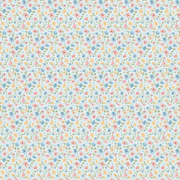 Ткань для пэчворка Peppy Нежная история, рулон 112 см / 5 метров, НИ-14 голубой, Peppy