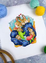 Набор для вышивания нитками МП Студия М-769, Зайкины сны, 18х15 см