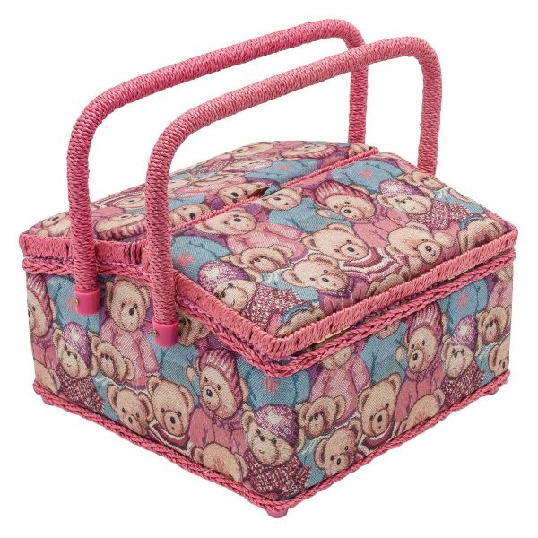 Шкатулка большая, декоративная, Медвежата цв. розовый-голубой 25х25х15см, AB8683-HP-Tray